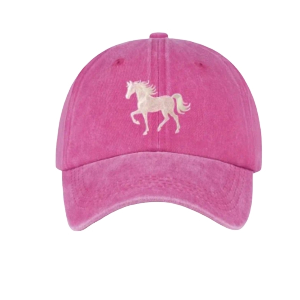 Horse Embroidery Baseball Hat Cap Adjustable Western Cowgirl Pink